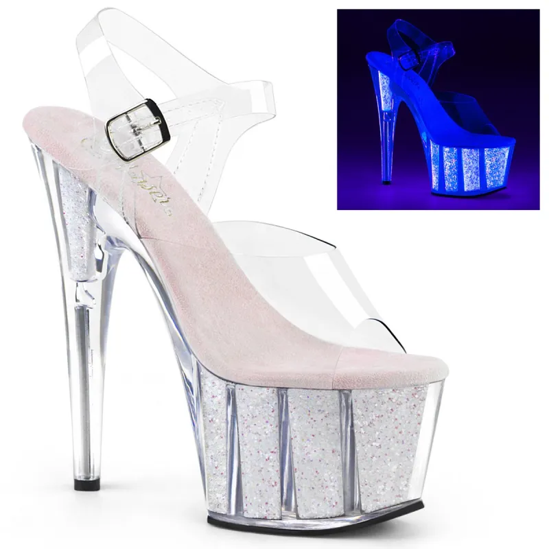 Pleaser Adore-708UVG-Clear-Opal-Size 5-Clearance sold by Shoe Freaks