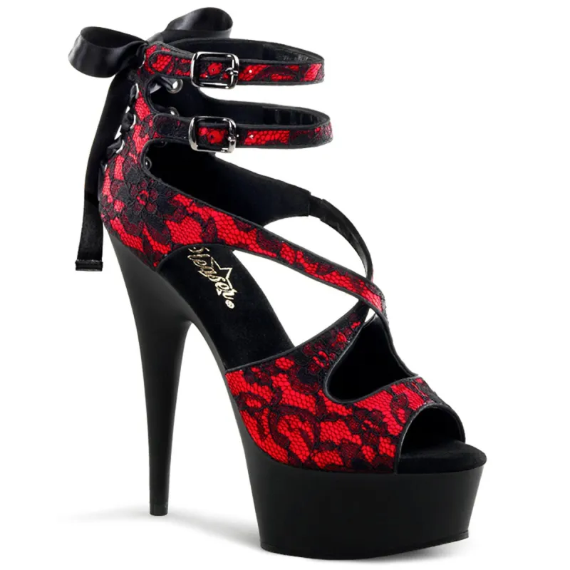 Pleaser Delight-678LC-Black-Red-Size 6-Clearance sold by Shoe Freaks