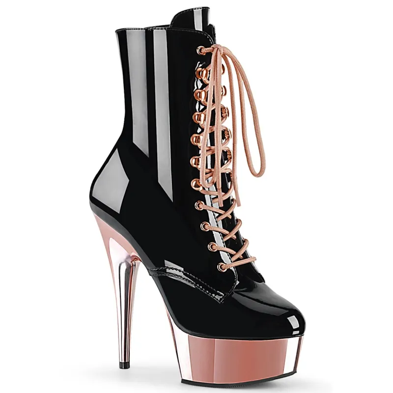Pleaser Delight-1020-Black-RoseGold-Size 6-Clearance sold by Shoe Freaks