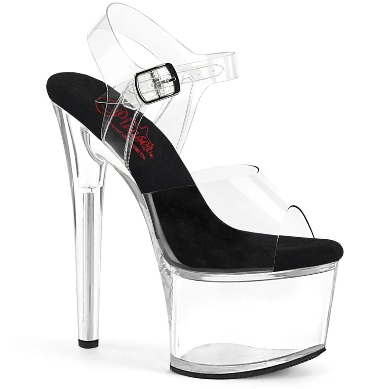 Pleaser Passion-708-Clear-Black/Clear-Size 7-Clearance sold by Shoe Freaks