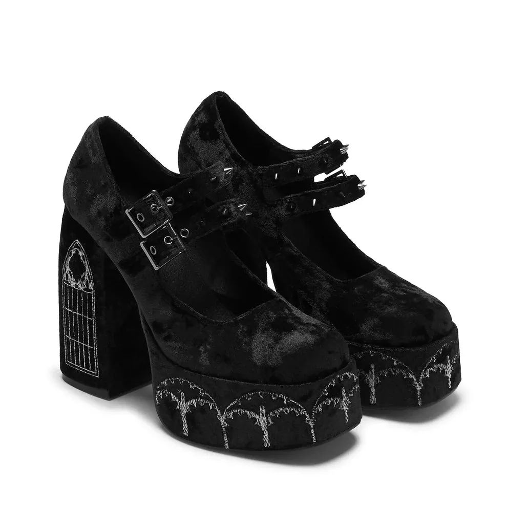 Lady Menace Grunge Crushed Velvet Heels - Black-Size 8-Clearance sold by Shoe Freaks product image thumbnail 2