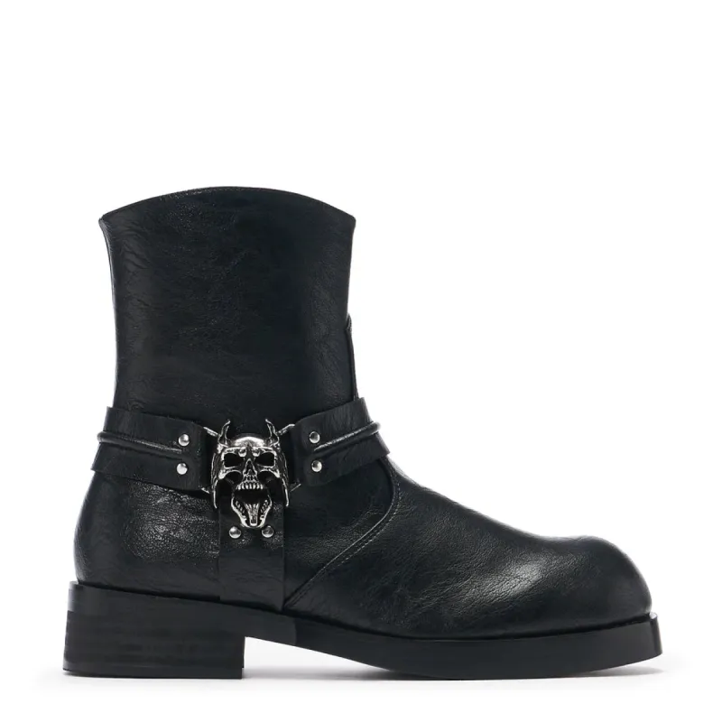Legion Men's  Stacked Hardware Biker Boots - Vintage Black sold by Shoe Freaks
