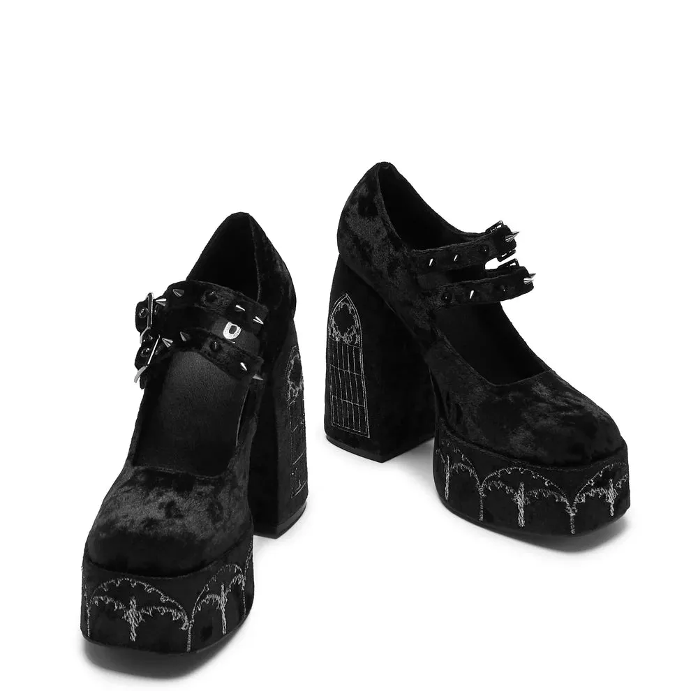 Lady Menace Grunge Crushed Velvet Heels - Black sold by Shoe Freaks product image thumbnail 3