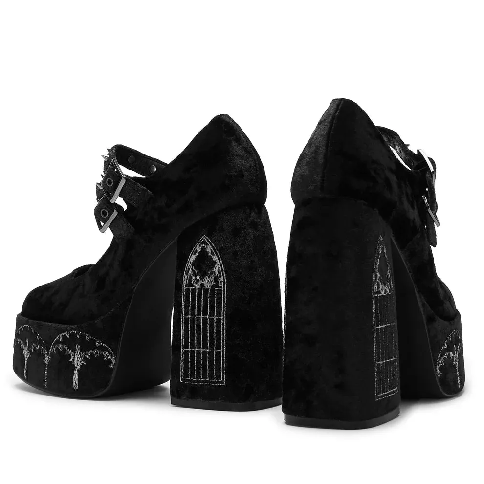 Lady Menace Grunge Crushed Velvet Heels - Black sold by Shoe Freaks product image thumbnail 4