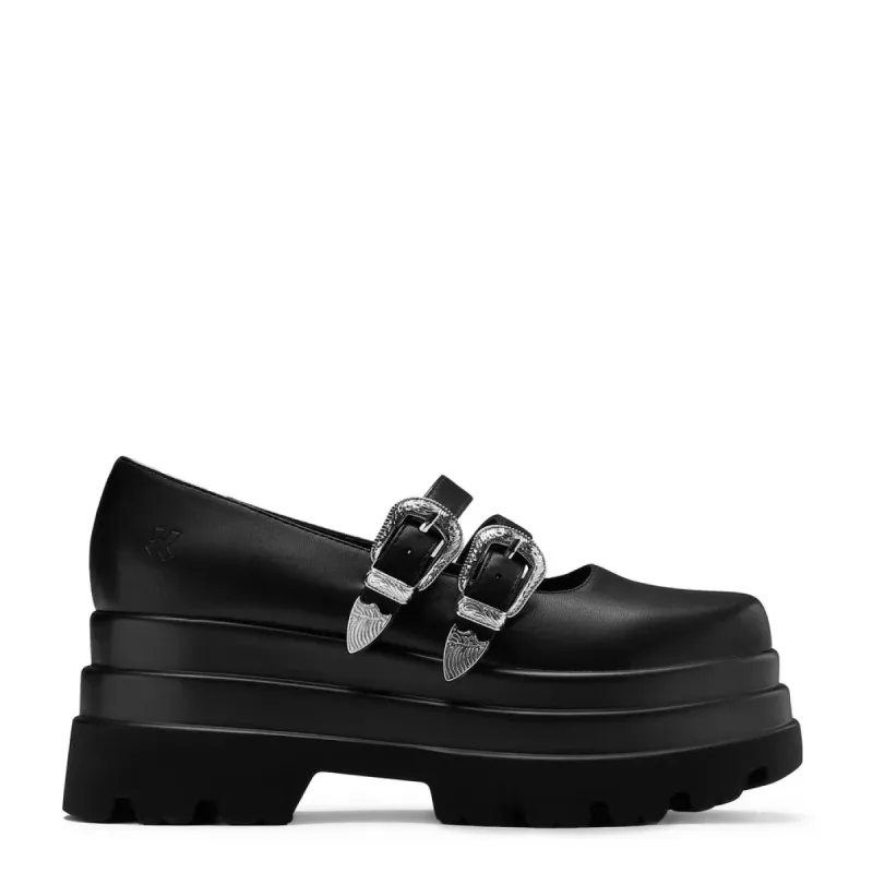 Damona Trident Ornate Buckle Mary Janes - Black sold by Shoe Freaks
