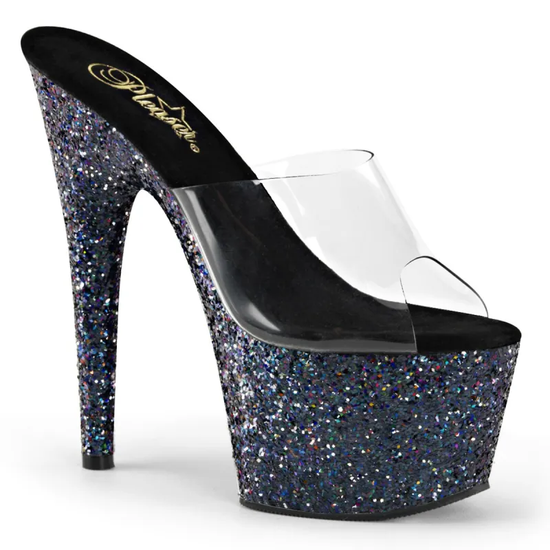 Pleaser Adore-701LG-Clear-Black-Size 8-Clearance sold by Shoe Freaks