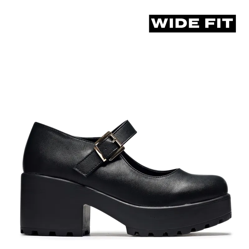 Tira WIDE FIT Mary Jane Shoes 'Faux Leather Edition'-Black-Size 8-Clearance sold by Shoe Freaks
