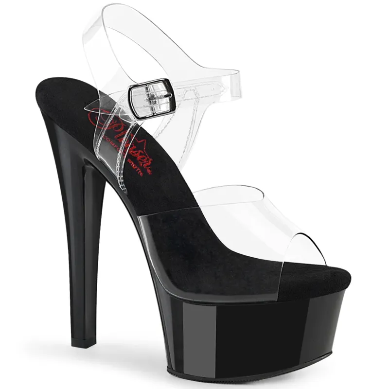 Pleaser Gleam-608-Clear/Black-Size 7-Clearance sold by Shoe Freaks
