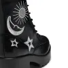 Astro Silver Star & Moon Chunky Boots-Black-Size 5-Clearance sold by Shoe Freaks