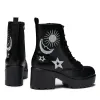 Astro Silver Star & Moon Chunky Boots-Black-Size 5-Clearance sold by Shoe Freaks