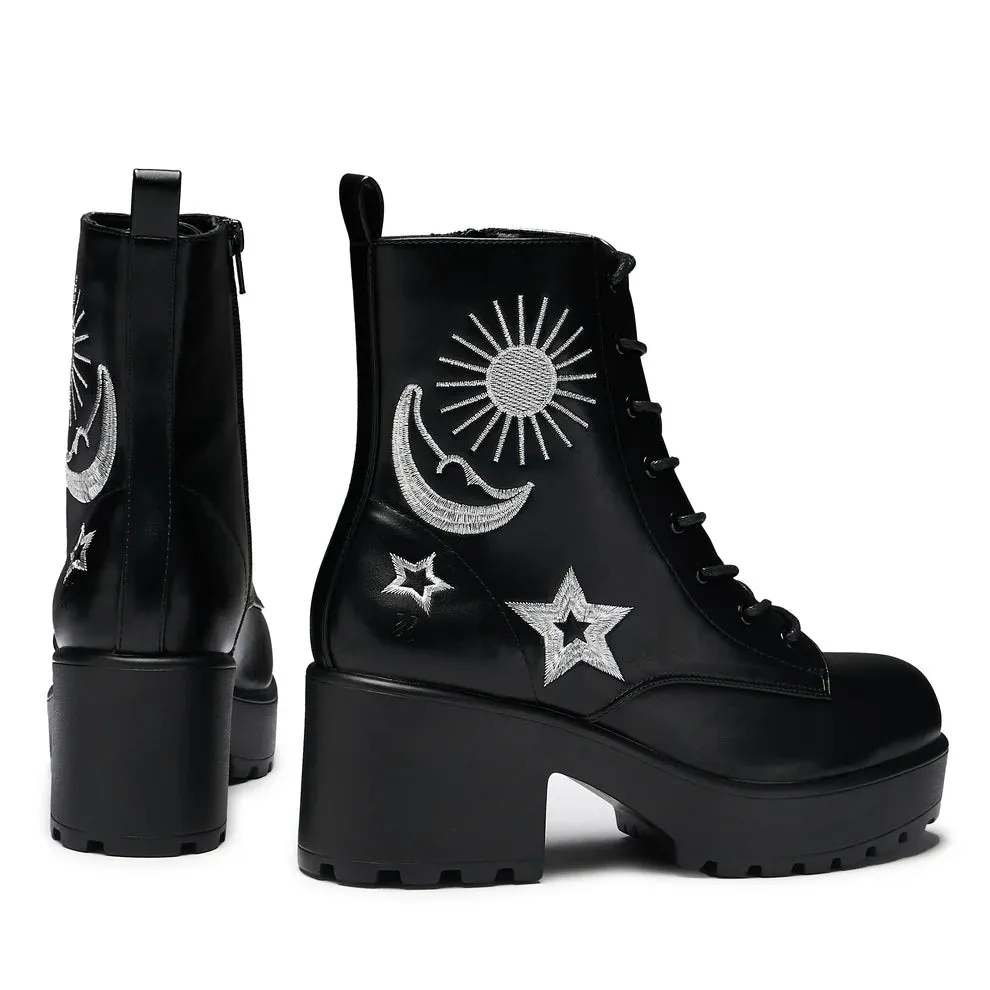Astro Silver Star & Moon Chunky Boots-Black-Size 5-Clearance sold by Shoe Freaks product image thumbnail 2