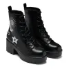 Astro Silver Star & Moon Chunky Boots-Black-Size 5-Clearance sold by Shoe Freaks