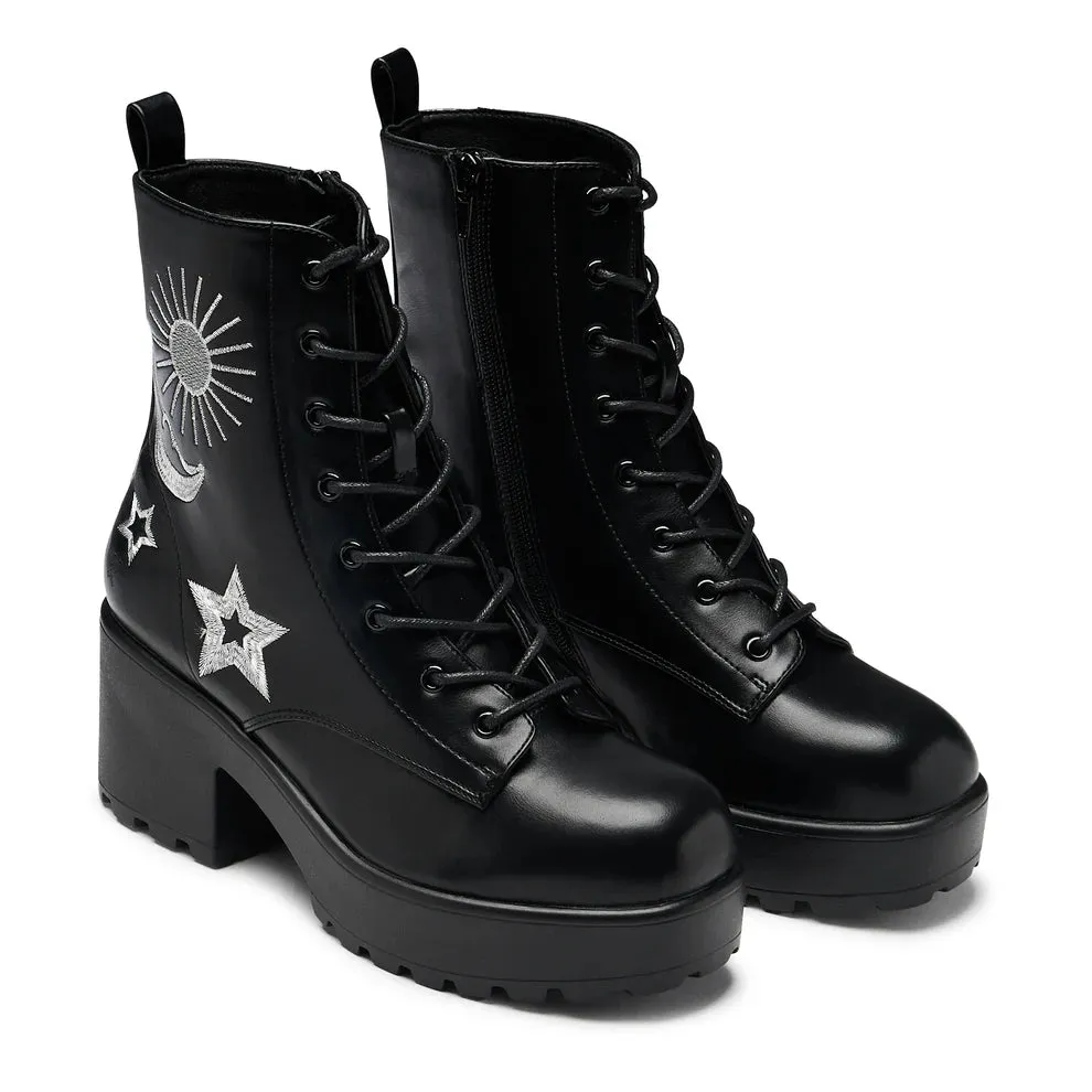 Astro Silver Star & Moon Chunky Boots-Black-Size 5-Clearance sold by Shoe Freaks product image thumbnail 3