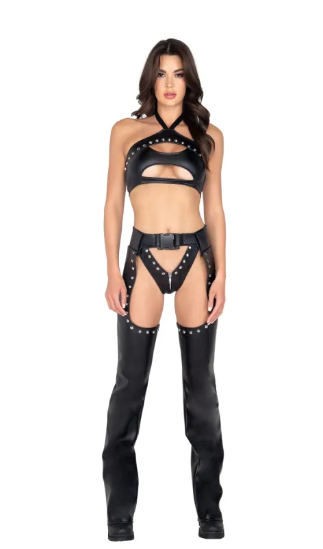 Studded Faux Leather Chaps sold by Shoe Freaks
