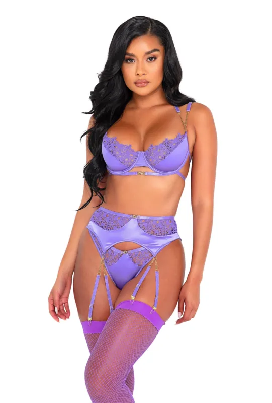 3pc Embroidery Lace & Satin Bra Set sold by Shoe Freaks