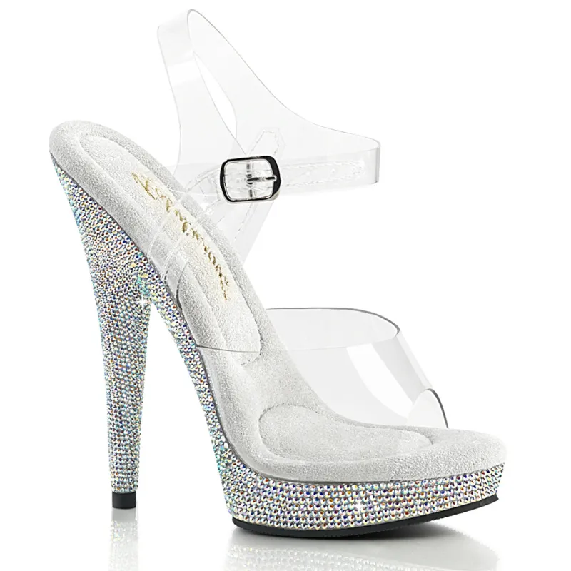 Fabulicious Sultry-608DM-Clear/Silver-Size 9-Clearance sold by Shoe Freaks