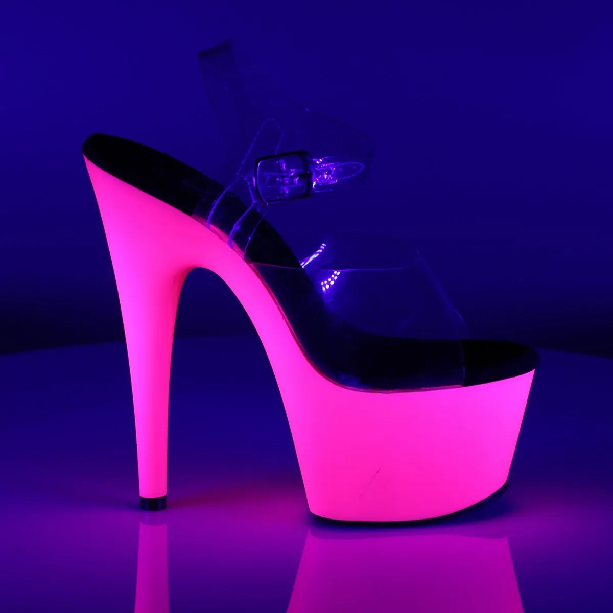 Pleaser Adore-708UV-Clear-Neon Pink-Size 7-Clearance sold by Shoe Freaks product image thumbnail 5