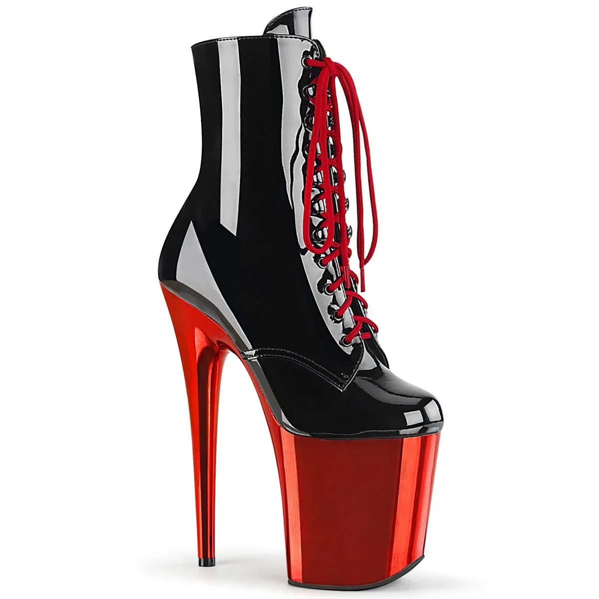 Pleaser Flamingo-1020-Black-Red Chrome-Size 6-Clearance sold by Shoe Freaks