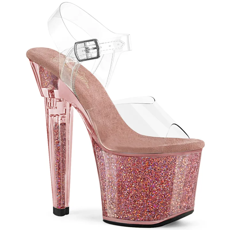 Pleaser Lovesick-708SG-Clear/Pink-Size 8-Clearance sold by Shoe Freaks