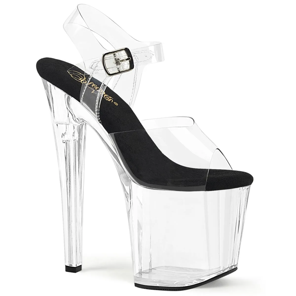 Pleaser Enchant-708-Clear-Black-Size 6-Clearance sold by Shoe Freaks