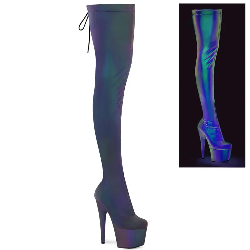 Pleaser Adore-3008REFL-Green-Purple Refllective-Size 13-Clearance sold by Shoe Freaks