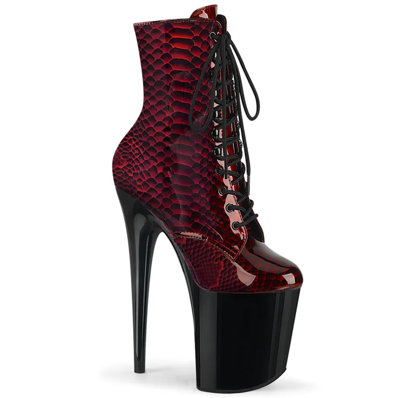 Pleaser Flamingo-1020SP-Red Snake Print/Black-Size 5-Clearance sold by Shoe Freaks