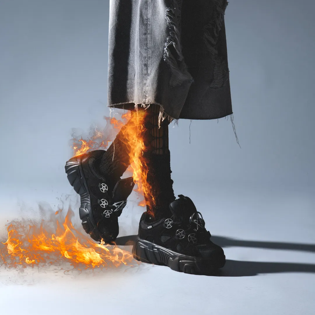 Necromancer Chunky Platform Trainers - Black-Size 8-Clearance sold by Shoe Freaks product image thumbnail 2