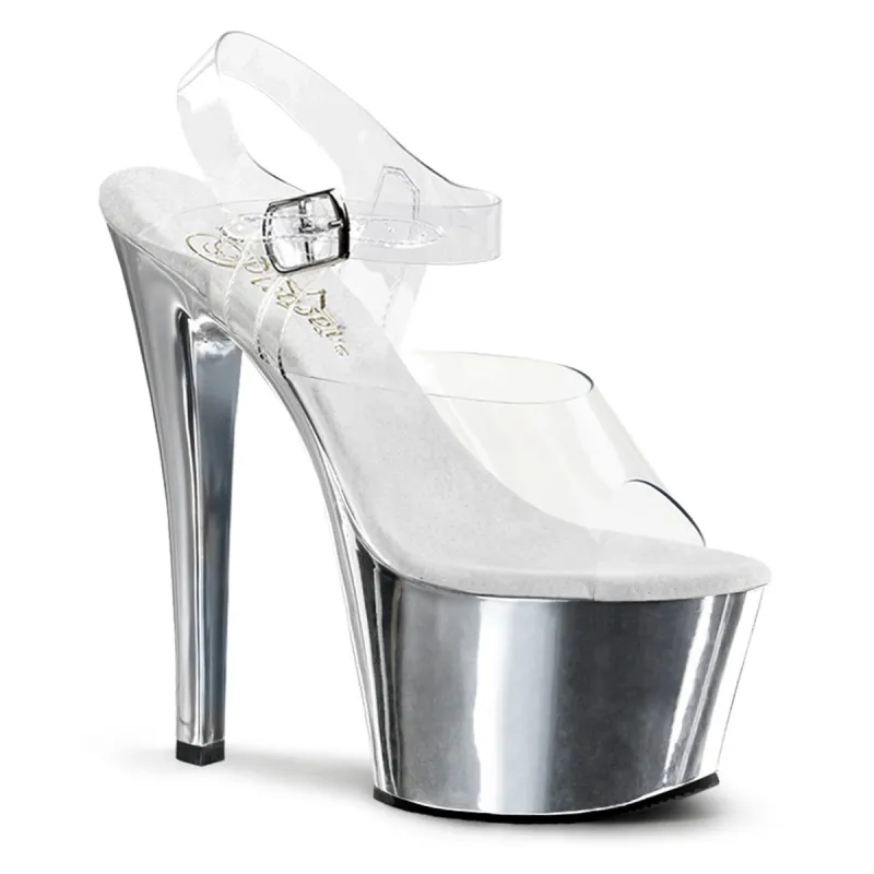 Pleaser Sky-308-Clear-Silver-Size 6-Clearance sold by Shoe Freaks