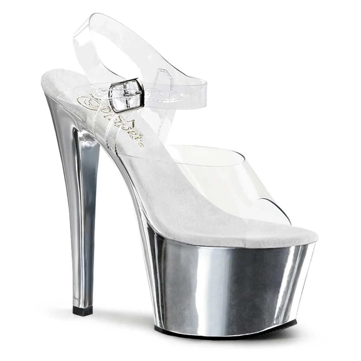 Pleaser Sky-308-Clear-Silver-Size 6-Clearance sold by Shoe Freaks