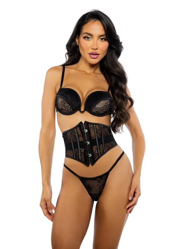 Belle Noir 3-Piece Waspie Set sold by Shoe Freaks