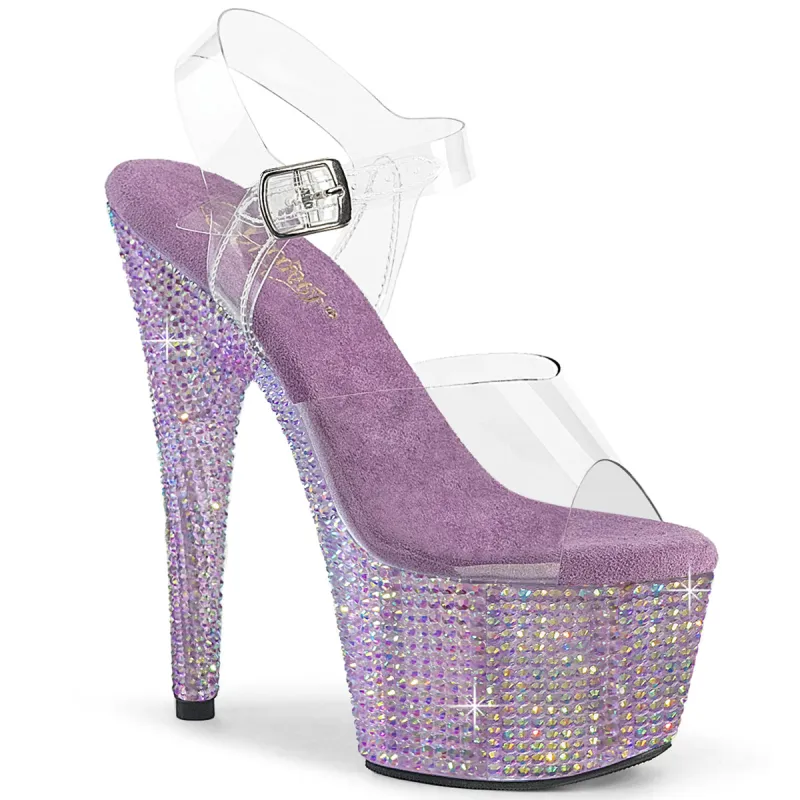 Pleaser Bejeweled-708RRS-Clear/Lavender-Size 8-Clearance sold by Shoe Freaks