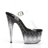 Pleaser Stardust-708T-Clear-Black-Size 8-Clearance sold by Shoe Freaks