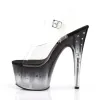 Pleaser Stardust-708T-Clear-Black-Size 8-Clearance sold by Shoe Freaks