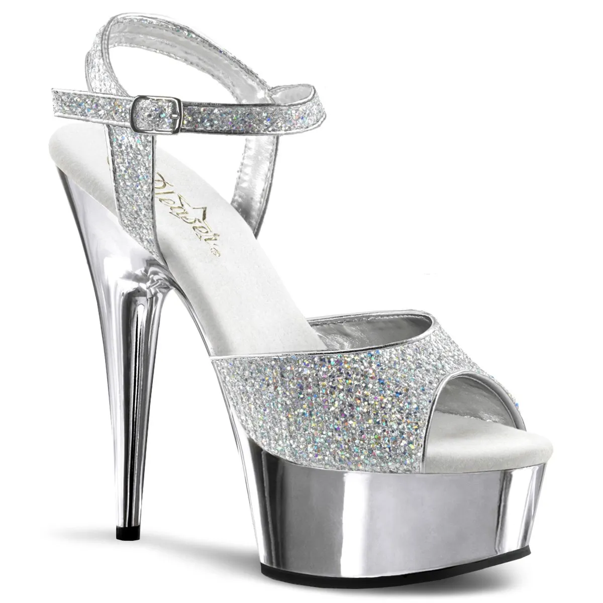 Pleaser Delight-609G-Silver-Size 14-Clearance sold by Shoe Freaks