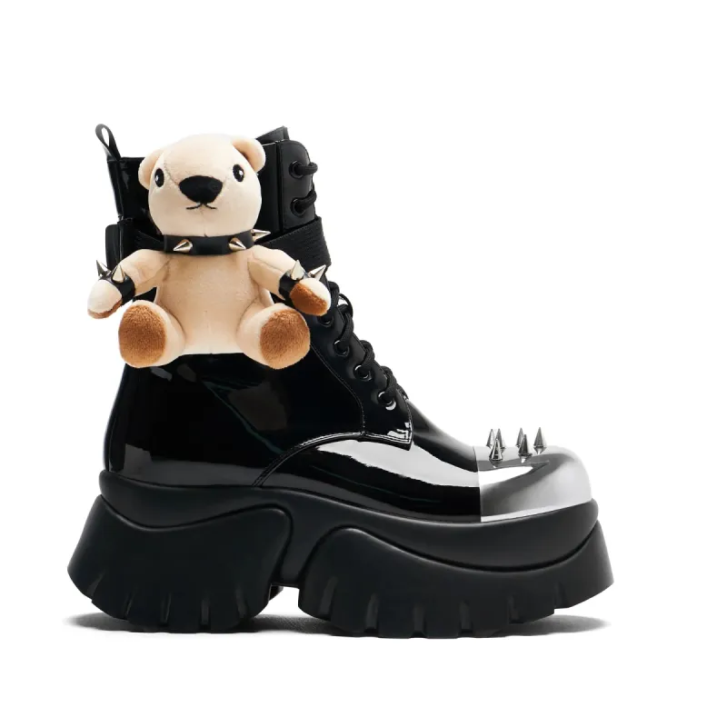 Eddie’s Teddy Platform Spiked Boots - Black made by Koi Footwear