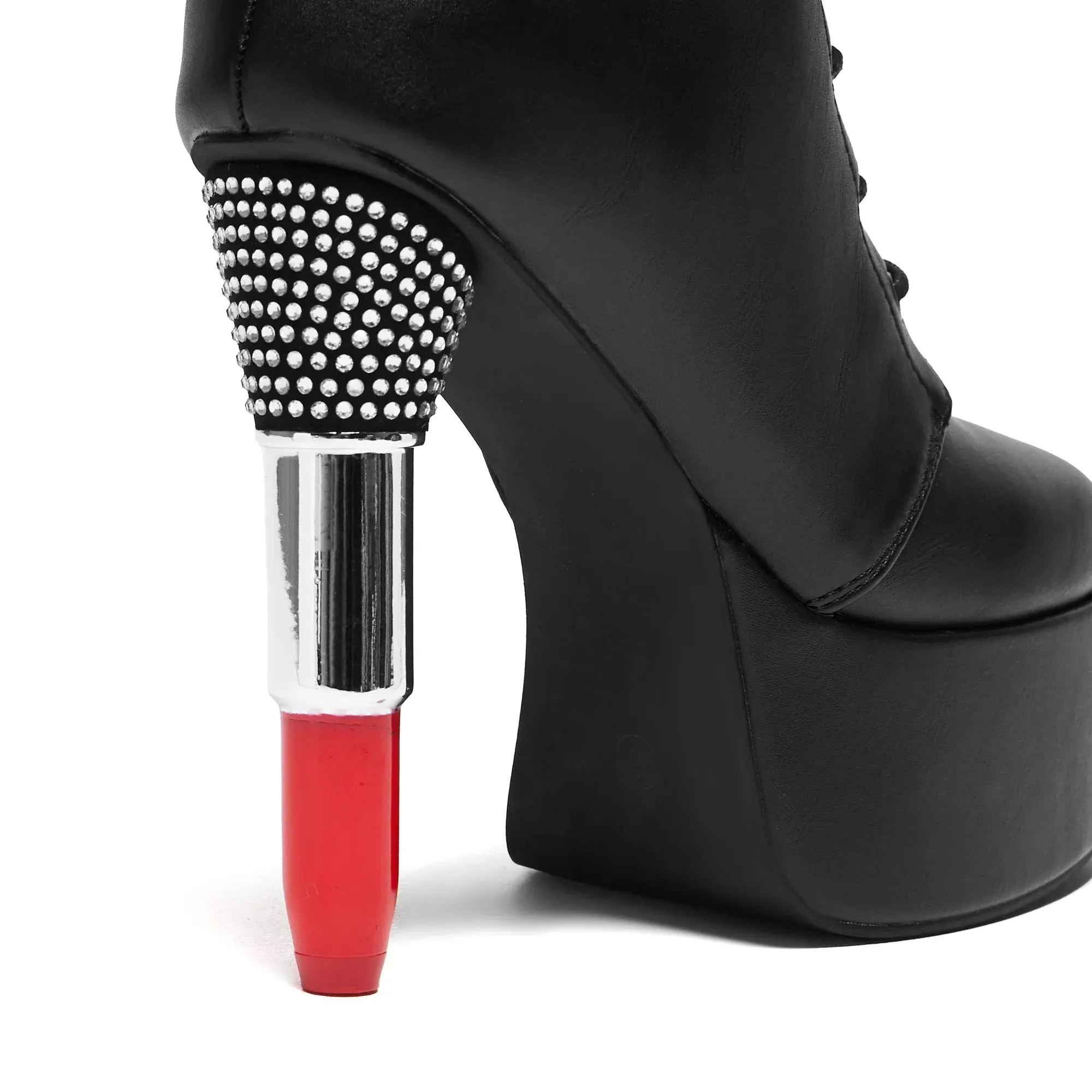 Thrill Me Lipstick Heeled Boots - Black sold by Shoe Freaks product image thumbnail 3