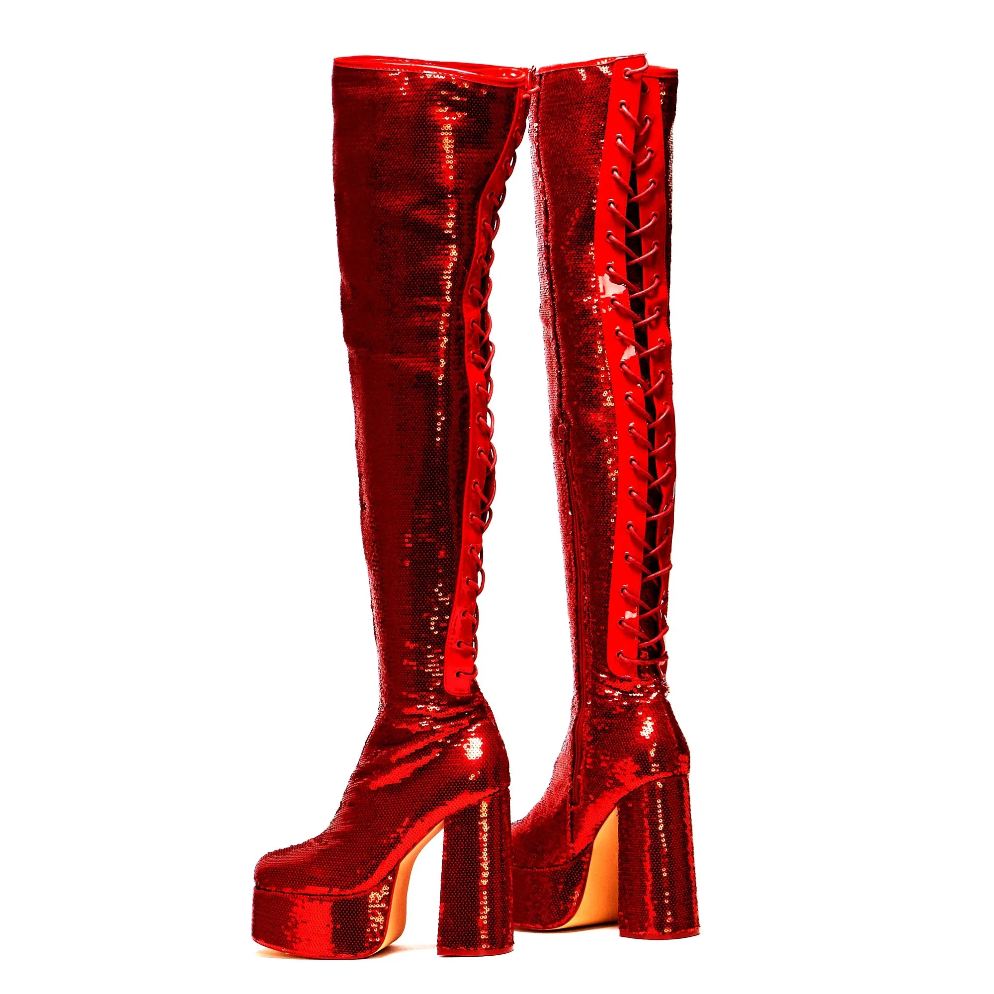 Creature of the Night Sequin Long Boots - Red sold by Shoe Freaks product image thumbnail 3