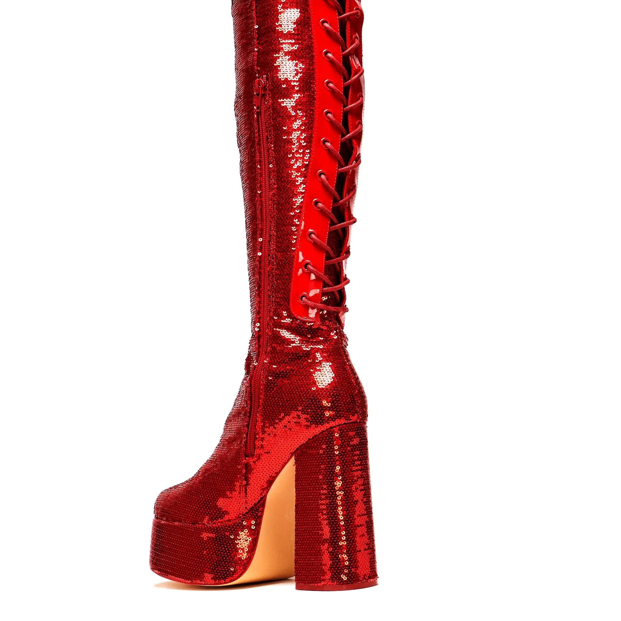 Creature of the Night Sequin Long Boots - Red sold by Shoe Freaks product image thumbnail 5