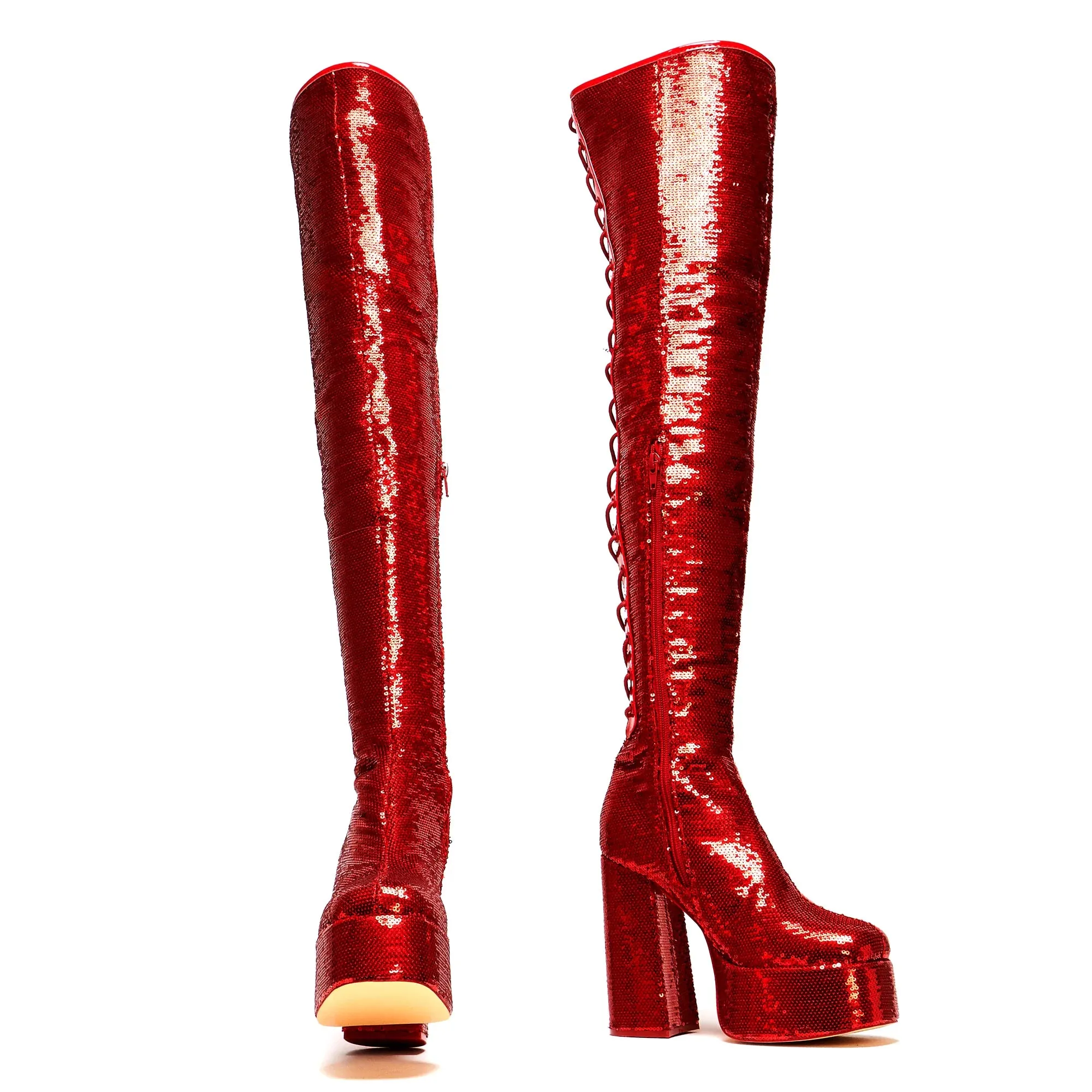 Creature of the Night Sequin Long Boots - Red sold by Shoe Freaks product image thumbnail 4