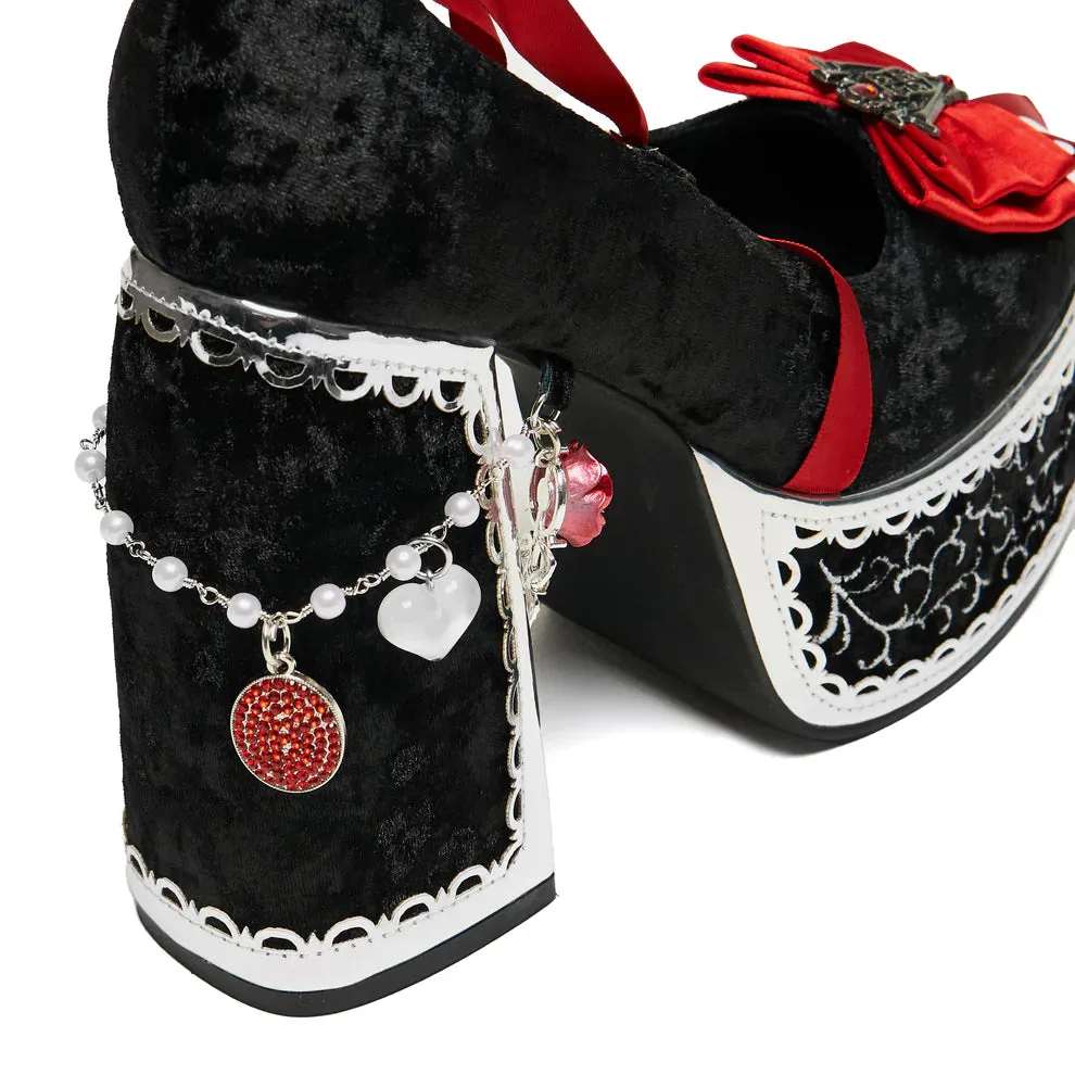 The Cold Ones Midnight Velvet Ornate Heels-Black/Red-Size 8-Clearance sold by Shoe Freaks product image thumbnail 2