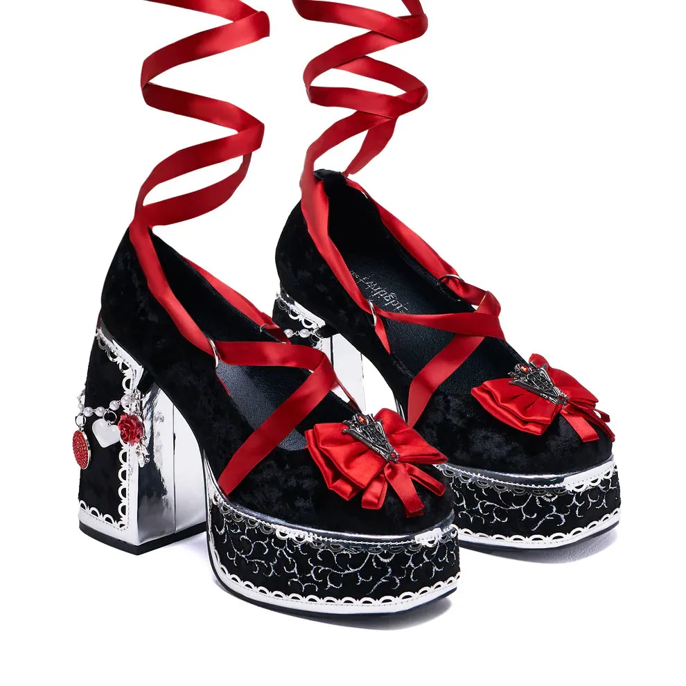 The Cold Ones Midnight Velvet Ornate Heels-Black/Red-Size 8-Clearance sold by Shoe Freaks product image thumbnail 5