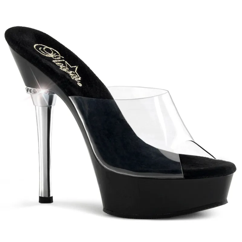 Pleaser Allure-601-Clear-Black-Size 6-Clearance sold by Shoe Freaks