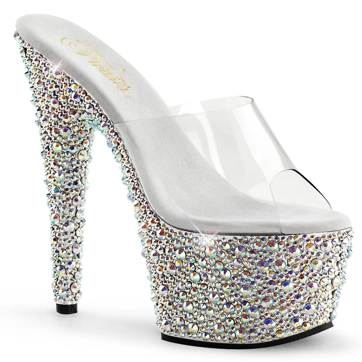 Pleaser BEJEWELED-701MS-Clear-Silver-Size 7-Clearance sold by Shoe Freaks