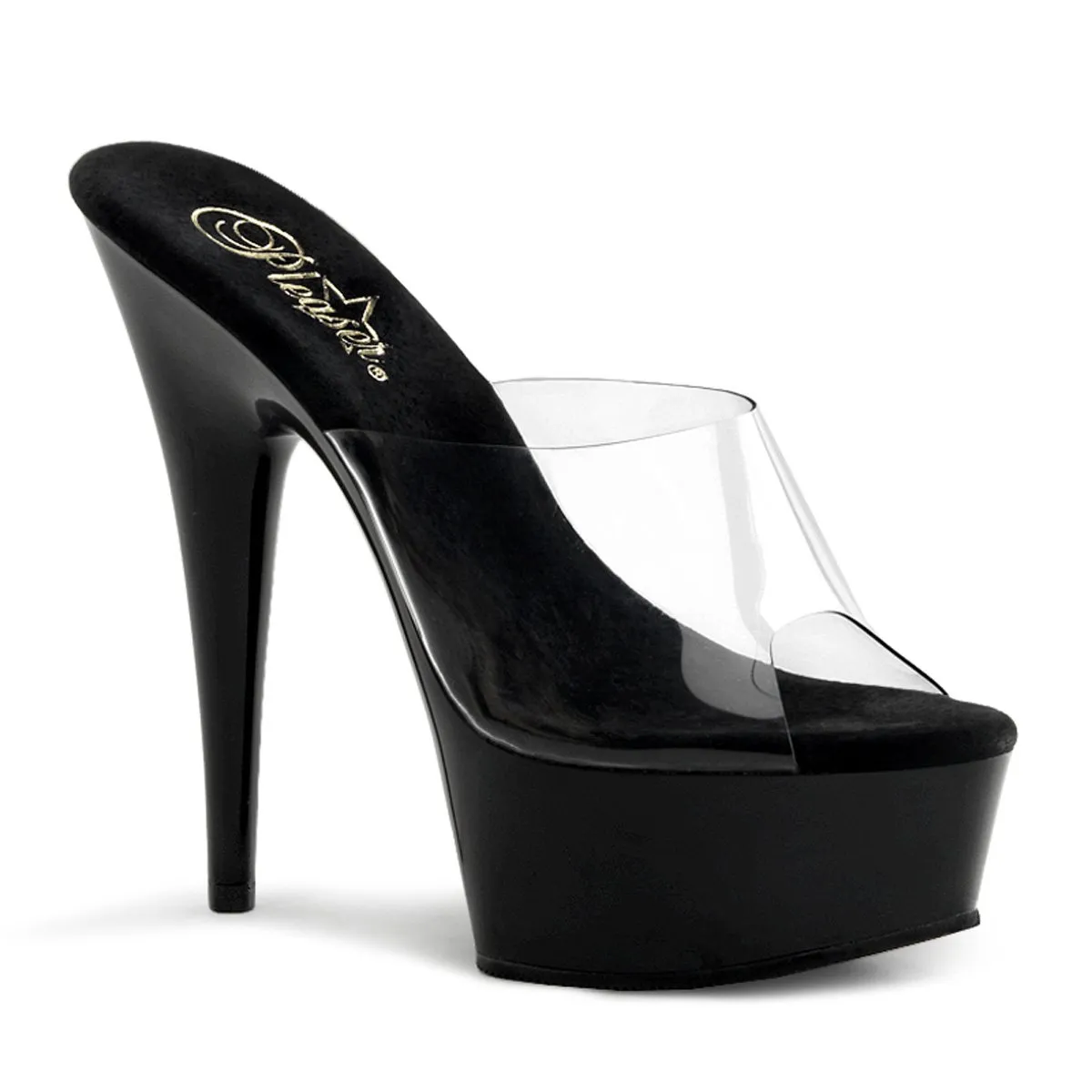 Pleaser Delight-601-Clear-Black-Size 8-Clearance sold by Shoe Freaks