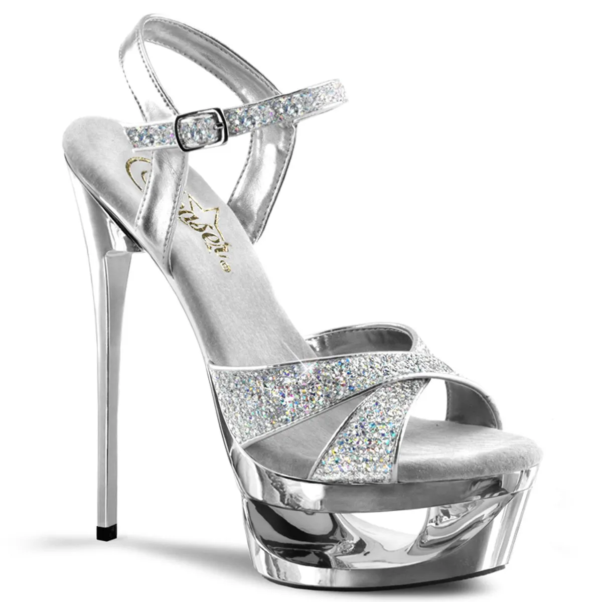 Pleaser Eclipse-619G-Silver-Size 6-Clearance sold by Shoe Freaks