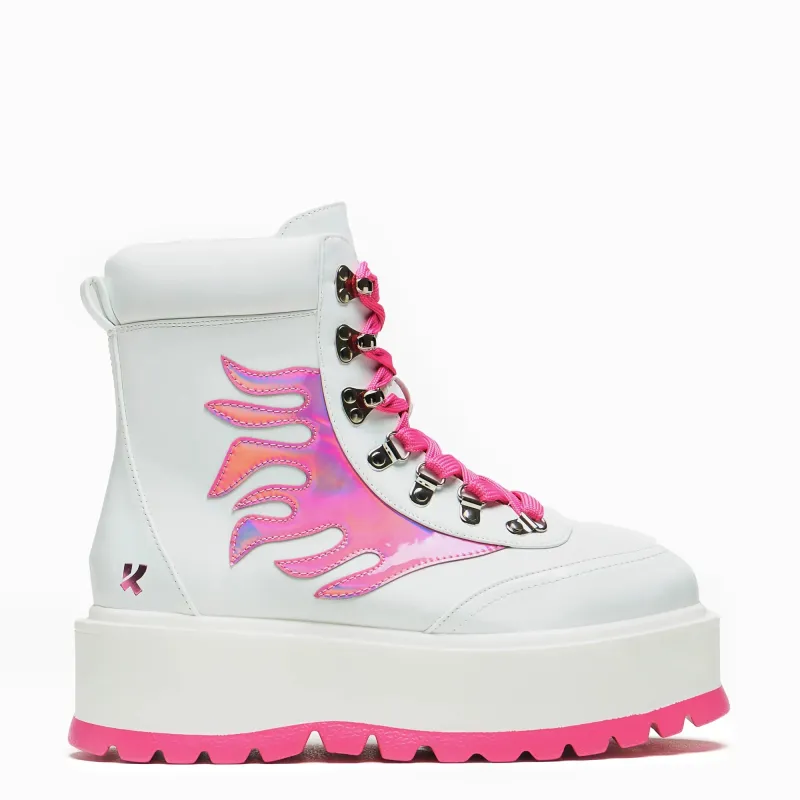 Kawaii Helios Hologram Flame Boots - Pink sold by Shoe Freaks