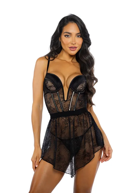 Belle Noir 3-Piece Garter Skirt Set sold by Shoe Freaks