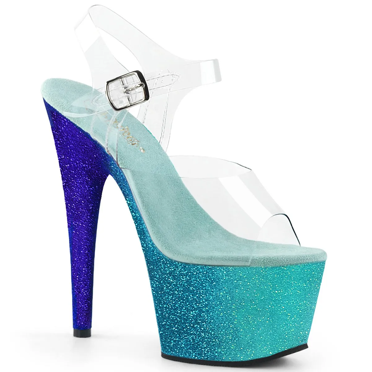 Pleaser Adore-708OMBRE-Clear-Aqua-Size 8-Clearance sold by Shoe Freaks