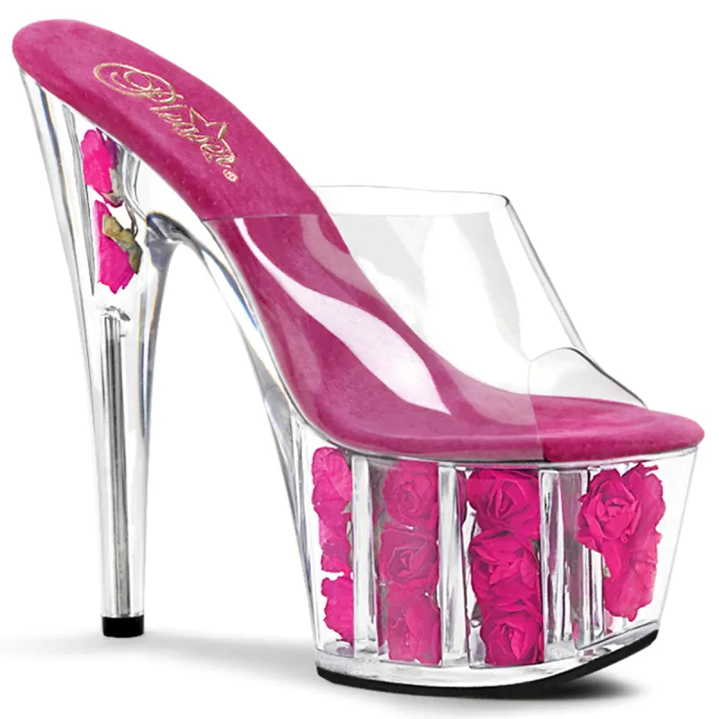 PLEASER ADORE-701FL-Clear-Hot Pink-Size 12-Clearance sold by Shoe Freaks