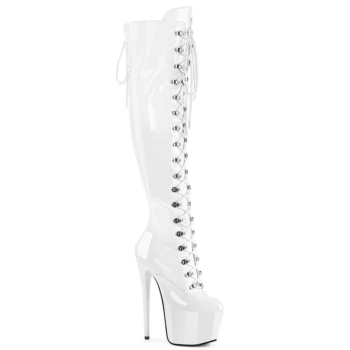 Pleaser Jubilant-3012-White-Size 8-Clearance sold by Shoe Freaks